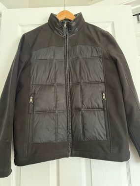 Men’s GUESS Hybrid Jacket – Black Puffer/Softshell Mix – Size M